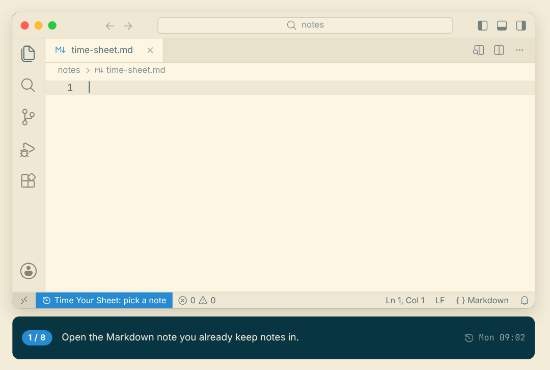 A short tour: choosing the note, adding the date and balance, writing ordinary notes, to-dos and a code snippet in it, stepping out while the debt counts up live, coming back, staying late, and the week's history on hover